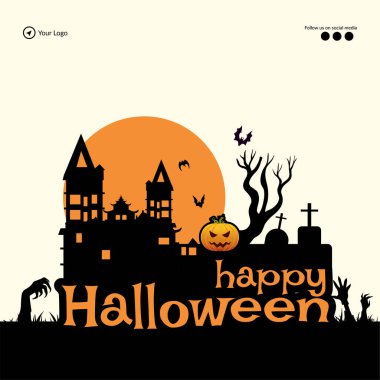 Mutlu Cadılar Bayramı afiş tasarım şablonu.