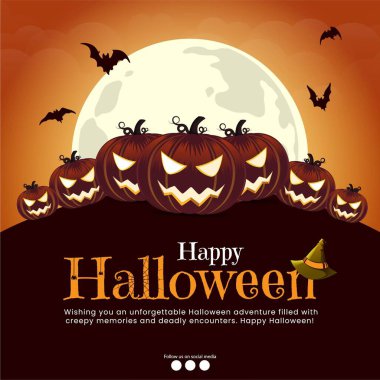 Mutlu Cadılar Bayramı afiş tasarım şablonu.