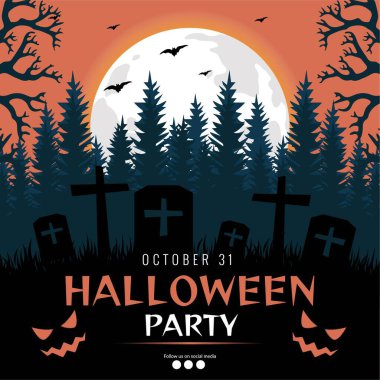 Mutlu Cadılar Bayramı afiş tasarım şablonu.