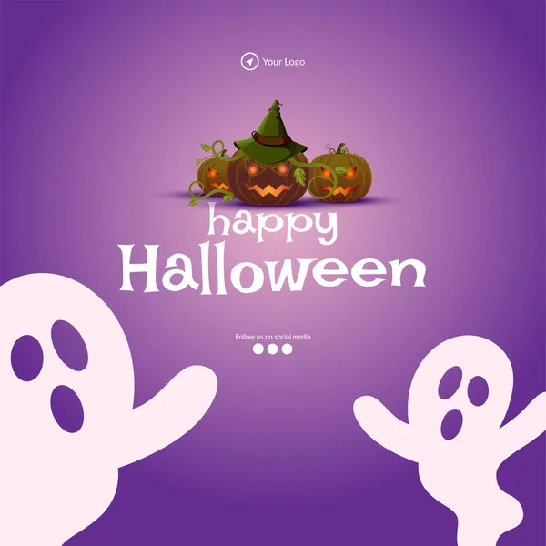 Joyeux Modèle Conception Bannière Halloween — Image vectorielle