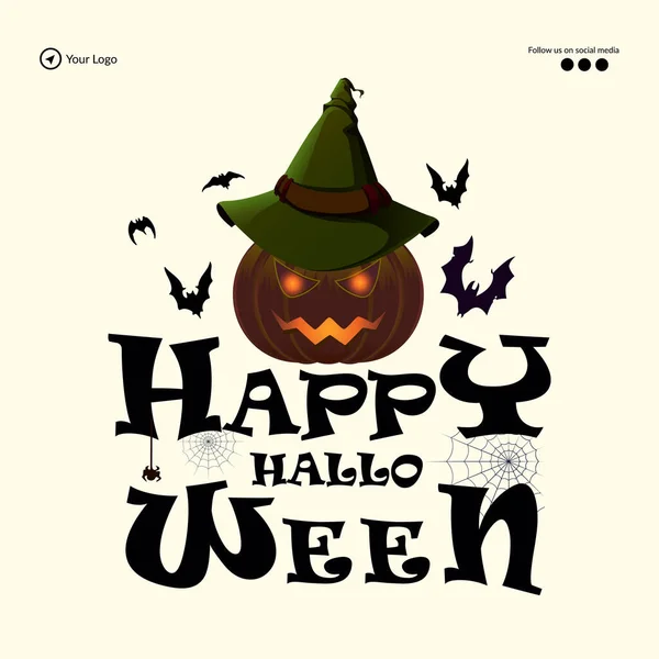 Felice Modello Design Banner Halloween — Vettoriale Stock