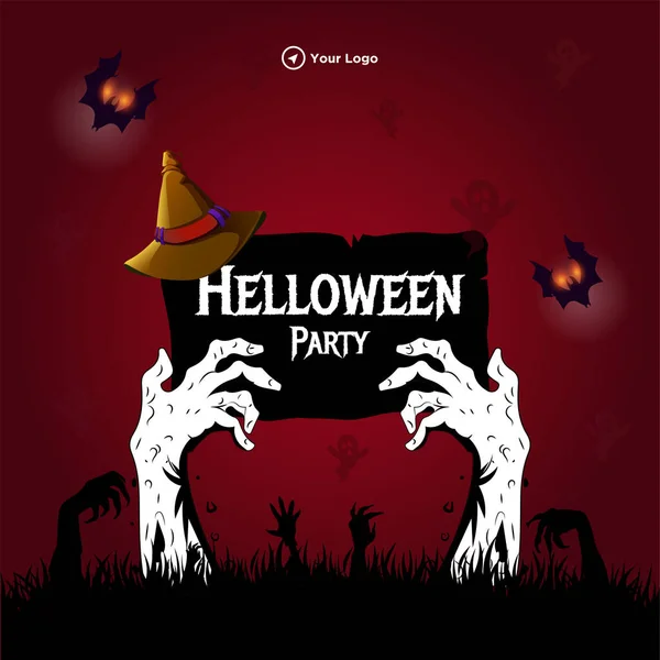Plantilla Diseño Banner Feliz Halloween — Archivo Imágenes Vectoriales