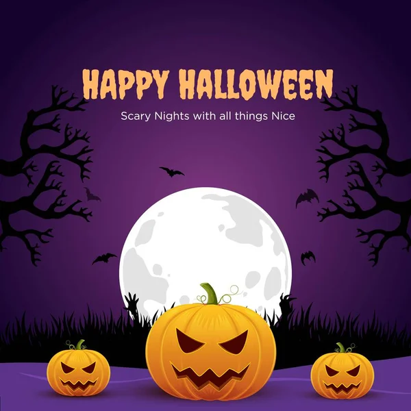 Banner Design Template Happy Halloween — Stock Vector