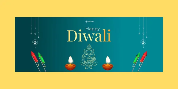 Omslag Van Het Indiase Festival Happy Diwali Sjabloon — Stockvector
