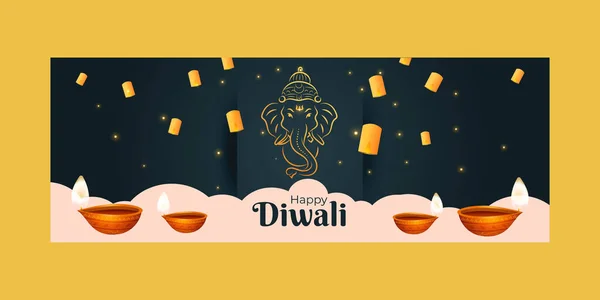 Страница Индийского Фестиваля Happy Diwali — стоковый вектор