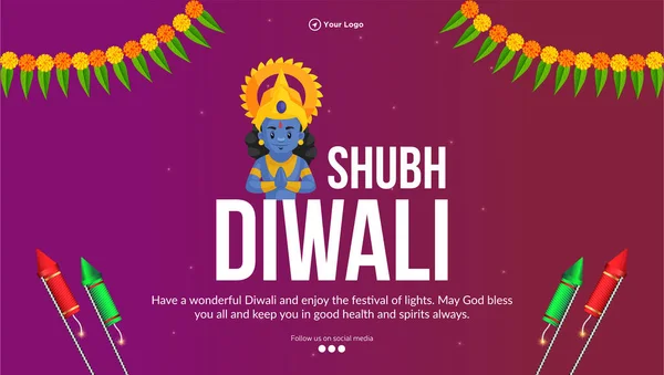 Happy Diwali Festival Indien Modèle Conception Bannière Paysage — Image vectorielle