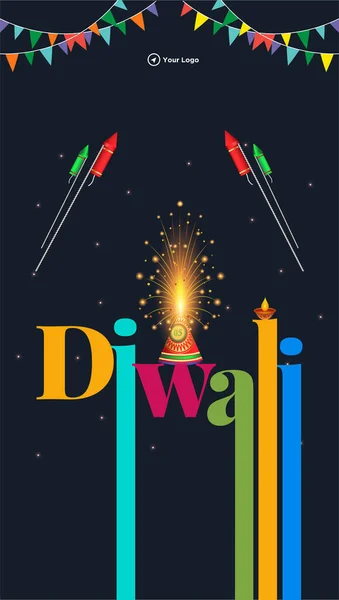 Hint Festivali Mutlu Diwali Portre Tasarımı — Stok Vektör