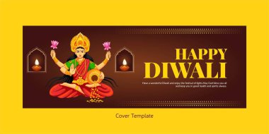 Happy Diwali Indian festival cover page template. clipart