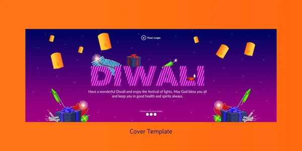 Happy Diwali Indian Festival Titelseite Vorlage — Stockvektor