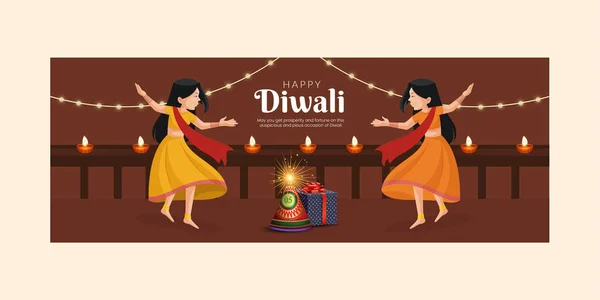 Portada Del Festival Indio Happy Diwali Plantilla — Vector de stock