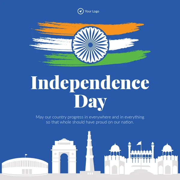 Banner Design 15Th August Happy Independence Day Template — Stock Vector