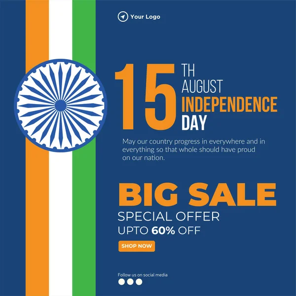 Design Banner Agosto Modelo Dia Independência Índia — Vetor de Stock