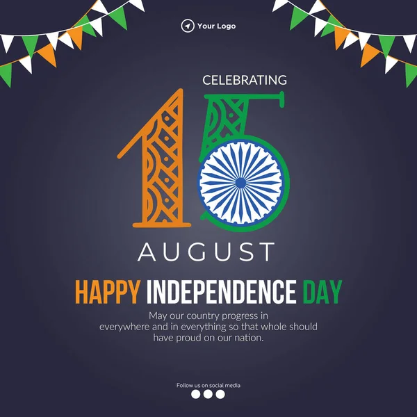 Diseño Bandera Plantilla Del Día Independencia India Del Agosto — Archivo Imágenes Vectoriales