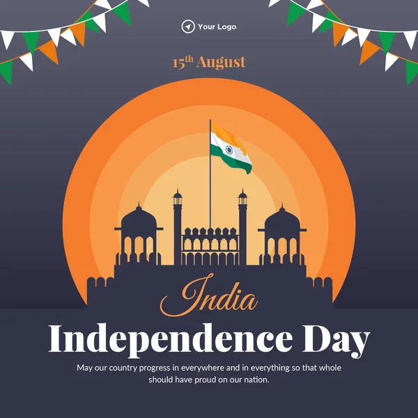 Banner Design 15Th August India Independence Day Template — Stock Vector