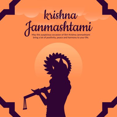 Mutlu Krishna Janmashtami Hint Festivali afişi.