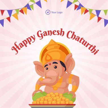 Geleneksel Hindu festivalinin bayrak tasarımı mutlu Ganesh Chaturthi şablonu.