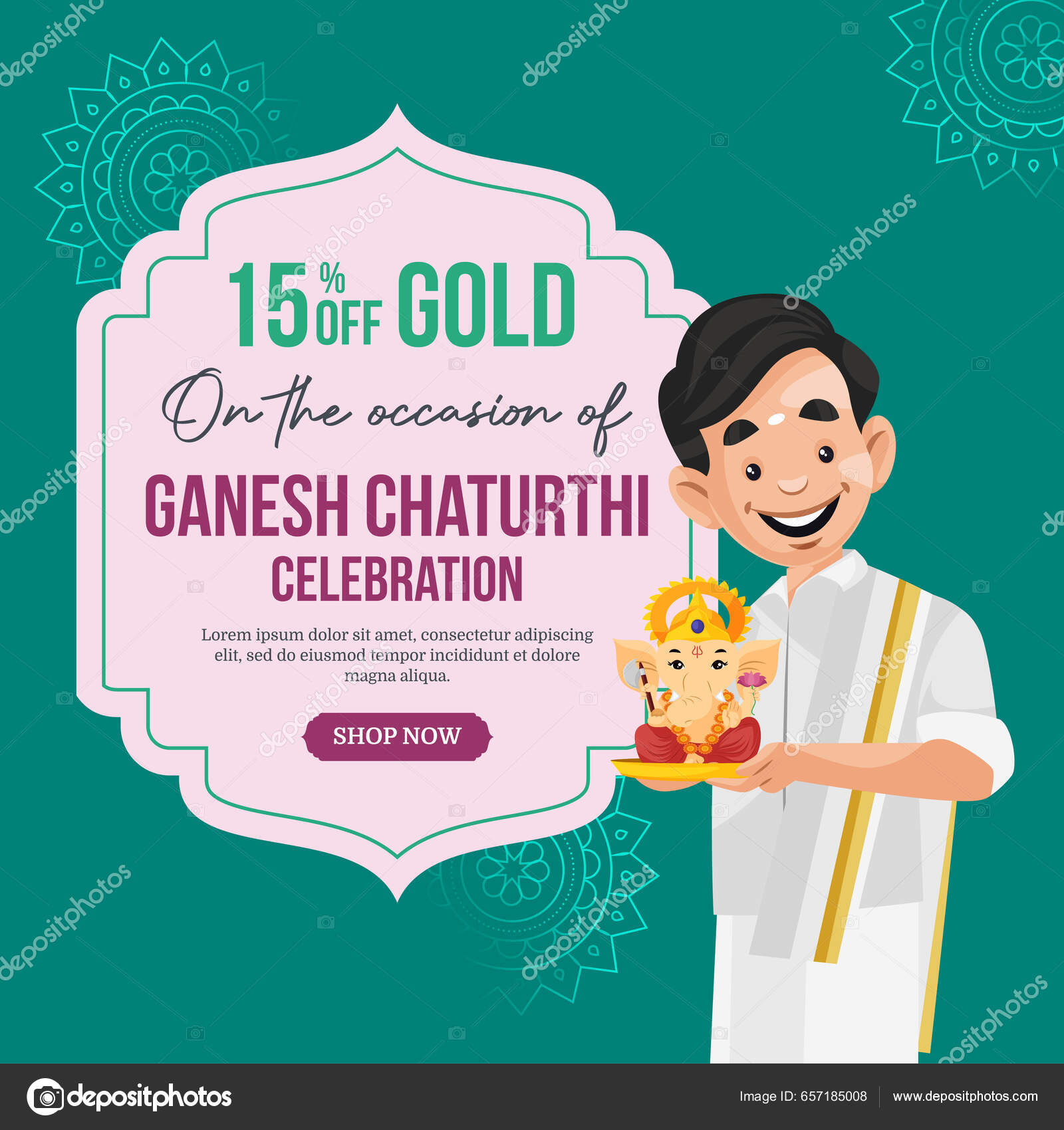 Indian Hindu Traditional Festival Happy Ganesh Chaturthi Banner Indian Hindu Traditional Festival Happy Ganesh Chaturthi Banner