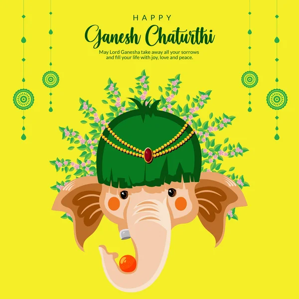 Indian Traditional Festival Happy Ganesh Chaturthi Banner Design Template — Stock Vector