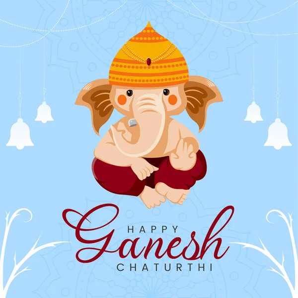 Yaratıcı Hindu Festivali Mutlu Ganesh Chaturthi Bayrak Tasarımı Şablonu — Stok Vektör