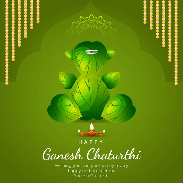 インドの伝統的な祭り幸せなGanesh Chaturthiバナーデザインテンプレート — ストックベクタ