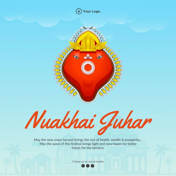 Banner Diseño Feliz Nuakhai Juhar Plantilla — Vector de stock