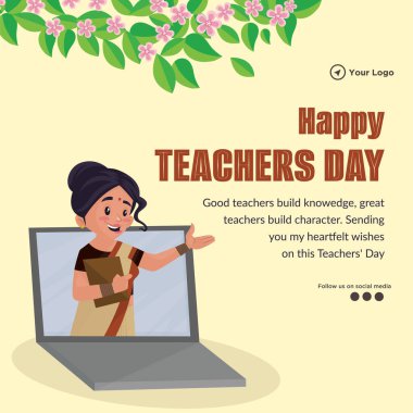 Güzel mutlu öğretmenler günü afişi tasarım şablonu.