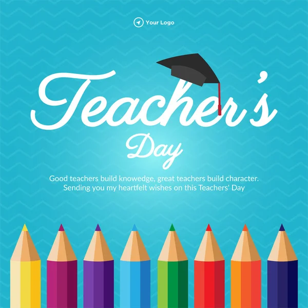 Beautiful Happy Teacher Day Banner Design Template — Stock Vector