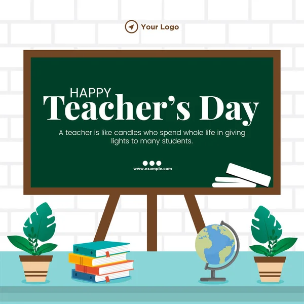 Creative Happy Teacher Day Banner Design Template — Stock Vector