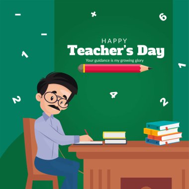 Öğretmenler Günü şablonunun düz pankart tasarımı.