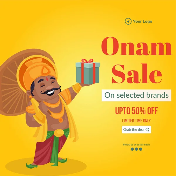 stock vector Banner design of happy onam sale south Indian festival template.