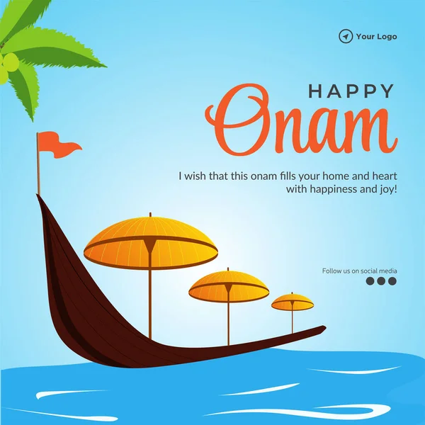 Happy Onam South Indian Kerala Festival Banner Design Mall — Stock vektor
