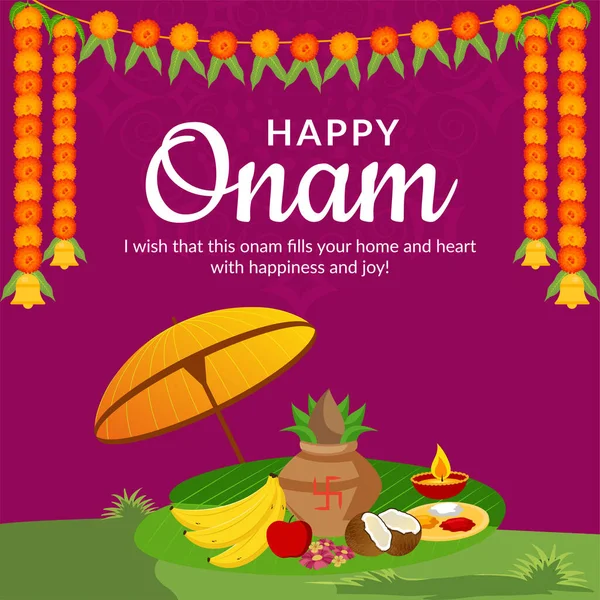 Happy Onam South Indian Kerala Festival Design Template — стоковый вектор
