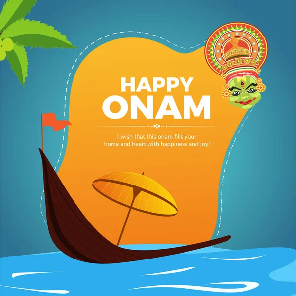 Happy Onam Sud Indien Kerala Festival Bannière Modèle Conception — Image vectorielle