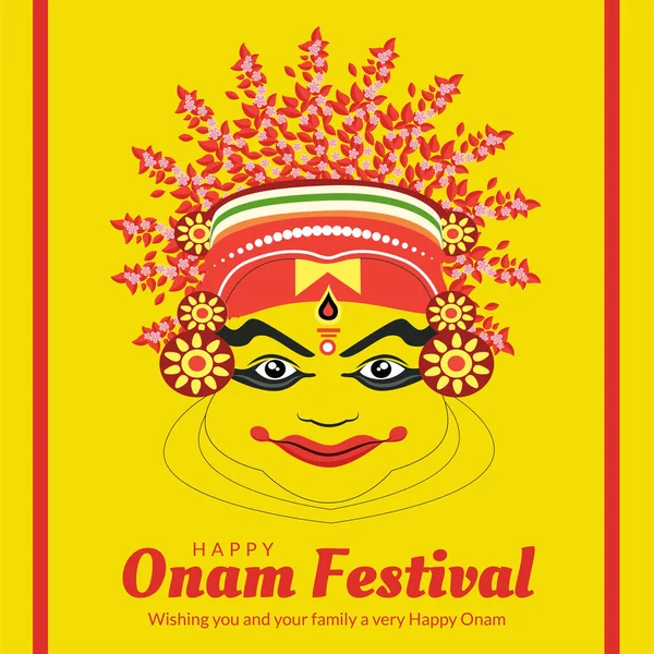Modelo Design Banner Festival Indiano Happy Onam Realista — Vetor de Stock
