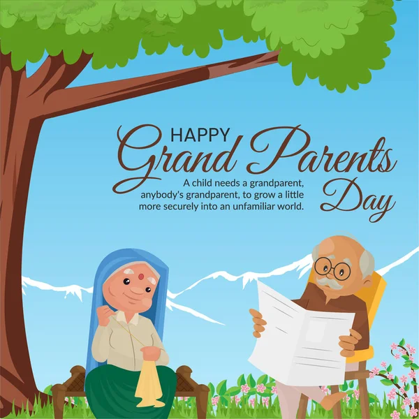 Beautiful Design Happy Grandparents Day Banner Template — Stock Vector