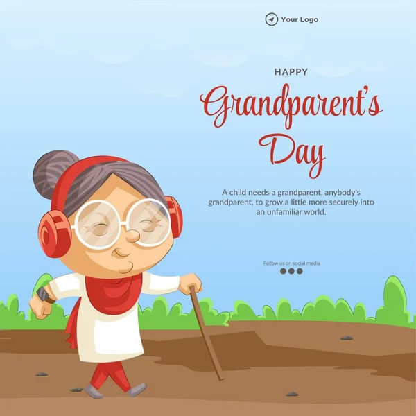 Piękny Design Szczęśliwych Dziadków Szablon Baner Dzień — Wektor stockowy