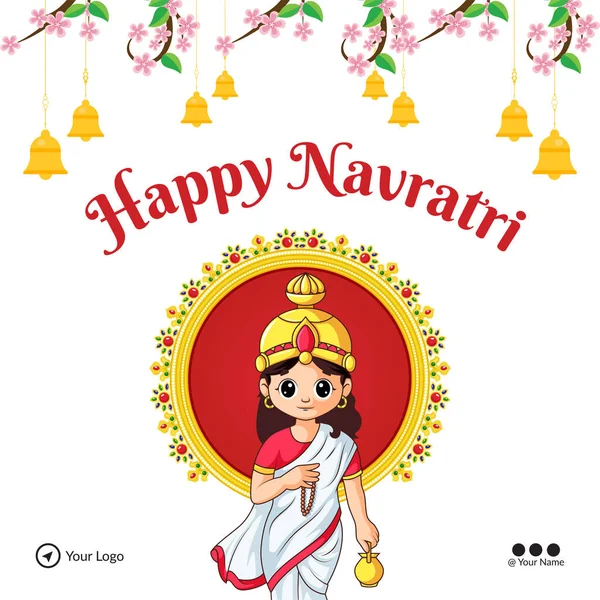 Banner Design Happy Navratri Indian Festival Template — Stock Vector