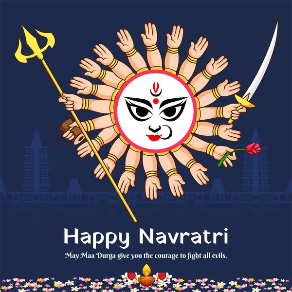 Feliz Navratri Hermoso Festival Hindú Indio Diseño Banner — Vector de stock
