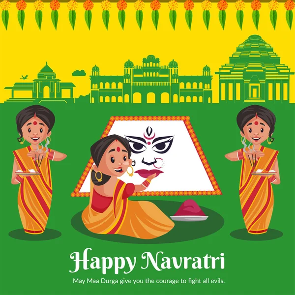 Happy Navratri Schöne Indische Hindu Festival Banner Design — Stockvektor