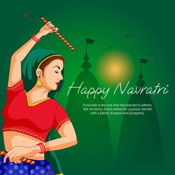 Schöne Indische Hindu Festival Glücklich Navratri Banner Design — Stockvektor