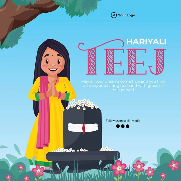 Feliz Hariyali Teej Indio Festival Dibujos Animados Plantilla Estilo — Archivo Imágenes Vectoriales