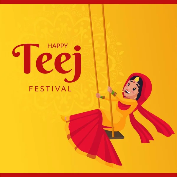 Happy Teej Indian Festival Banner Design Template — Stock Vector