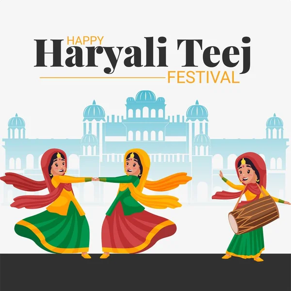Banner Design Von Happy Hariyali Teej Indian Festival Cartoon Stil — Stockvektor