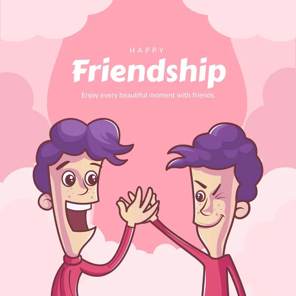 朋友的横幅设计永远友谊日卡通风格模板 — 图库矢量图片