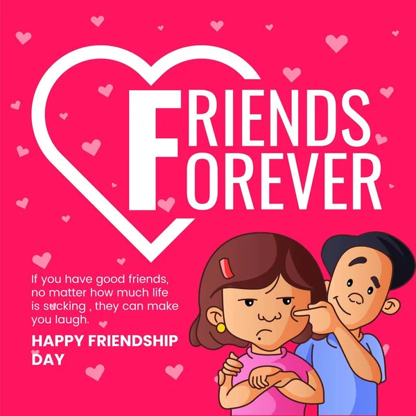 快乐友谊日卡通风格模板的横幅设计 — 图库矢量图片