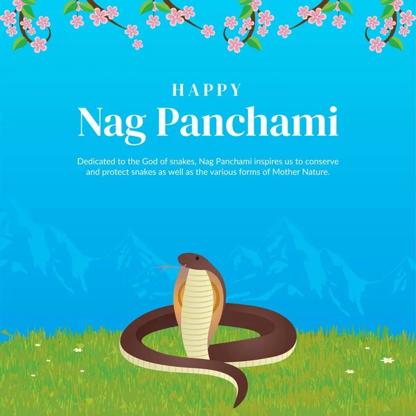 Banner Design Happy Nag Panchami Hindu Festival Template — Stock Vector
