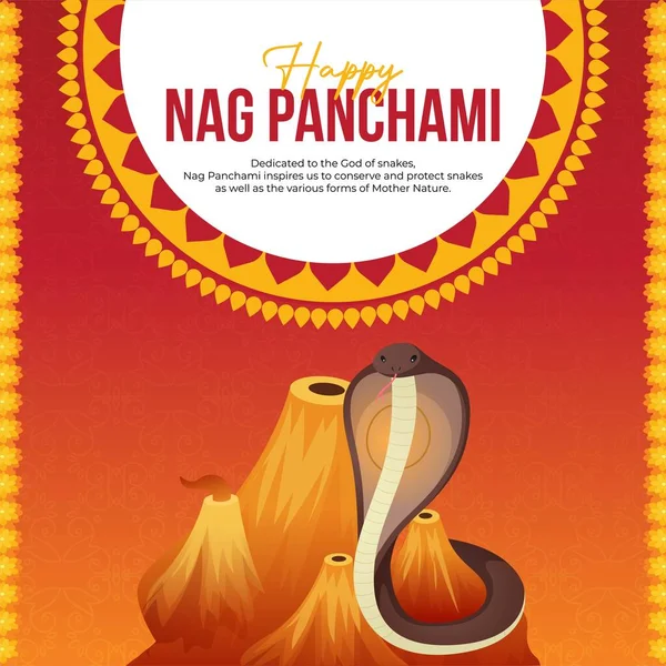 Banner Design Happy Nag Panchami Hindu Festival Template — Stock Vector