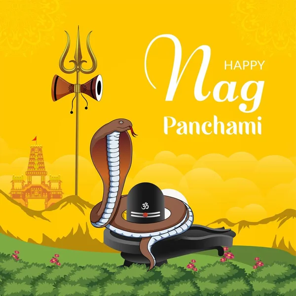 Banner Diseño Feliz Nag Panchami Indio Festival Plantilla — Vector de stock