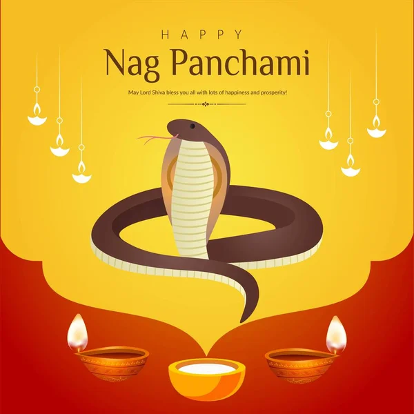 stock vector Banner design of Hindu festival happy nag Panchami template.