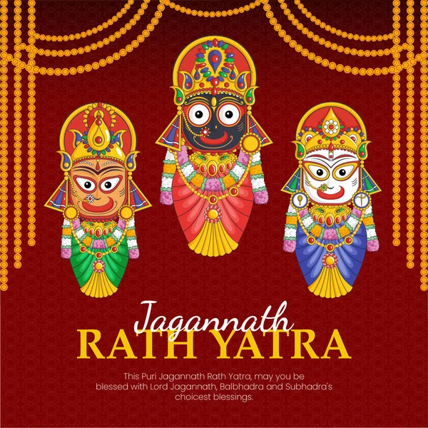 Banner Design Festival Indiano Jagannath Rath Yatra Template — Vetor de Stock